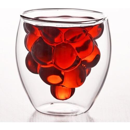 250ML Double Glass Creative Grape Shaped Wine Glass Modern Fashion Double Transparent Whiskey Glass For Wine Whiskey Beer Juice