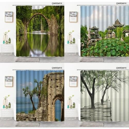 3D Landscape Shower Curtains Natural Scenery Bathroom Curtain Home Decor Background Cloth Bathtub Accessories Bathroom Products