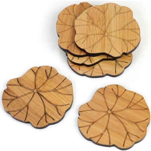 6pcs/pack wood coaster desktop mats pads simple creative design cup pad tea cup tray plate