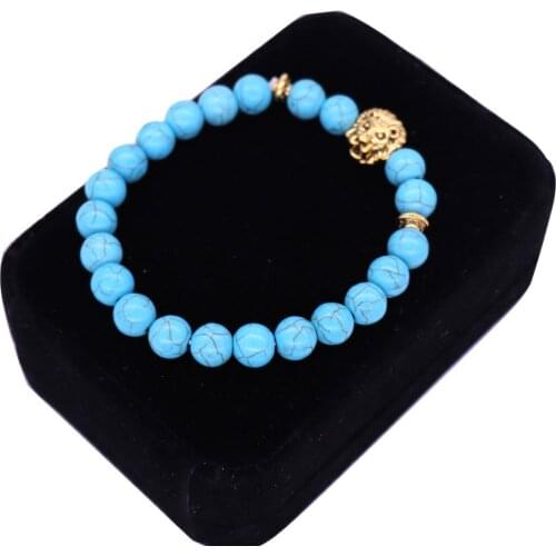 Abadon Mew Made Metal Lion Head Natural Stone Bracelets Beads Men Women Gift Bracelets Custom Fashion