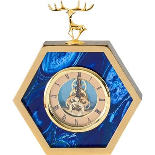 American Living Room Table Clock Luxury Metal Glass Desk Clock Home Decorations Office Bedroom Bedside Desktop Clock Desk Watch