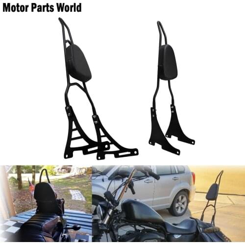 Motorcycle Luggage Rack Sissy Bar Rear Passenger Backrest Cushion Pad Black For Harley Sportster 883 1200 XLH XL 883C 2004-Up