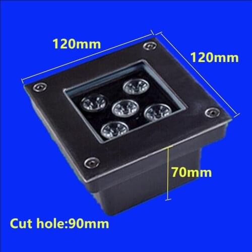 Free Shipping Outdoor Spot Lighting IP68 5W Dimmable Square Led Underground Light 110V 220V 12V Led Inground Landscape Lamps