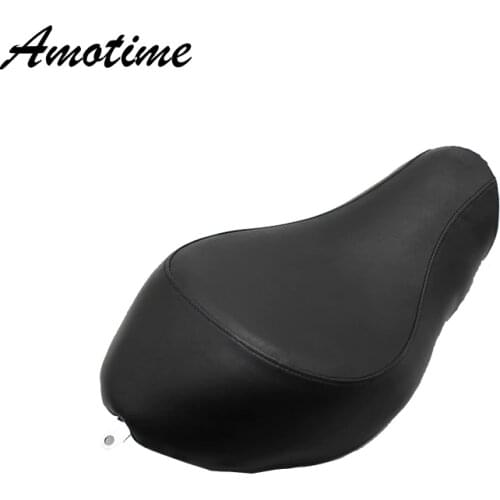 Black Leather Seat Solo Saddles Front Rider Cushion Fit For Harley Sportster XL 883 1200 2005-2013