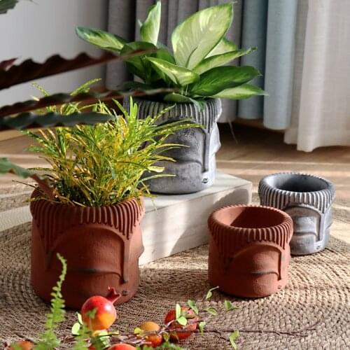 Plant Flowerpot Creative Lovely Buddha Cement Garden Artwork Vegetable Green Individuality Flower Decoration Home Balcony Retro