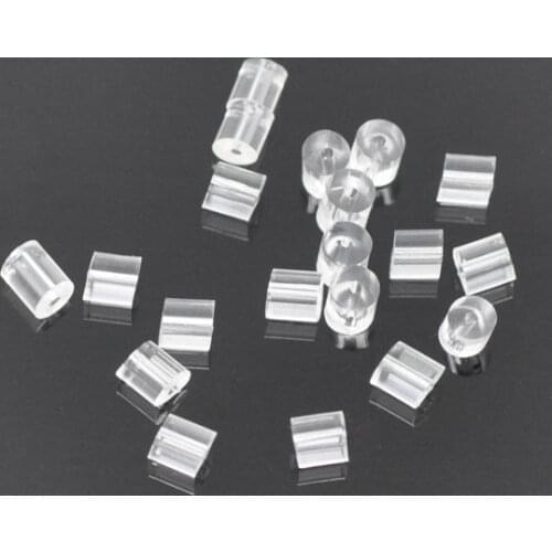 DoreenBeads Rubber Earring Components Post Stopper Cylinder Transparent 3mm(1/8")x 3mm(1/8"),150 PCs