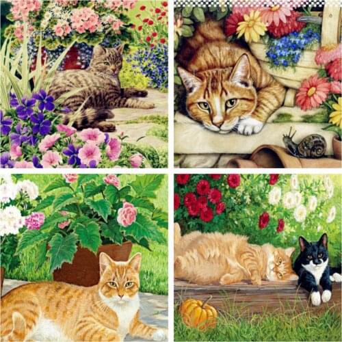 EverShine Diamond Painting Full Square Cat Cross Stitch Diamond Mosaic Animal Picture Rhinestones Home Decor Bead Embroidery