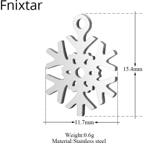 Fnixtar 50pcs/lot Wholesale 11.7*15.4mm Handmade Charms Stainless Steel Snow Flower Mini Charms Pendants For Women Jewelry