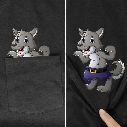 CLOOCL Cotton T-Shirts Fashion Brand Summer Pocket Cartoons Wolf 3D Printed Tees Casual Hip Hop Tops Black Cotton Clothes