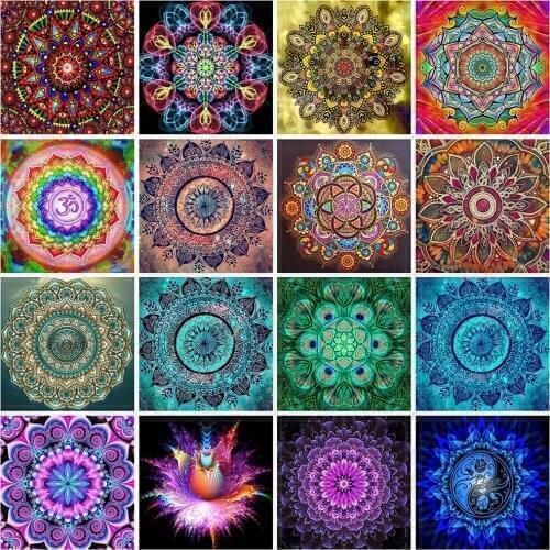 HUACAN Diamond Painting Full Flower 5D Diamond Embroidery Cross Stitch Mandala Pictures Of Rhinestones Mosaic Handmade Gift