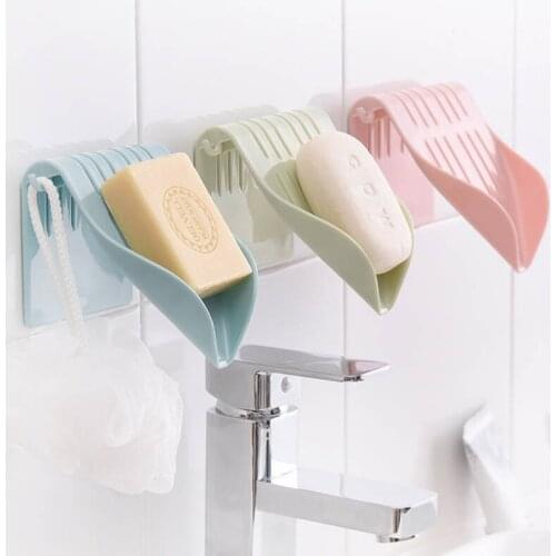 Drain Soap Box Sucker Soap Holder Dish Bathroom Organizer Storage Box Plastic Tray Holder Container Wall-mounted Punch-free