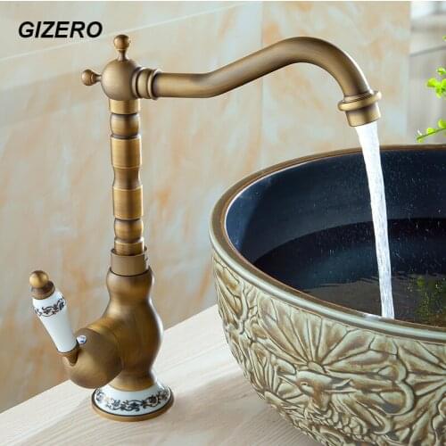 Royal Style Antique Faucet Basin Mixer hot and cold Swivel with Ceramic Deck Mounted Sink Vanity torneira para banheiro ZR108