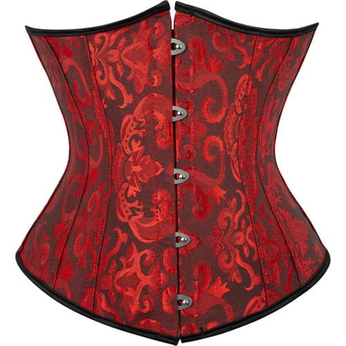 Corset Underbust Top Body Shaper for Wome Waist Cincher Sexy Gothic Plus Size Corpete Corselet Fashion Black White Red Blue