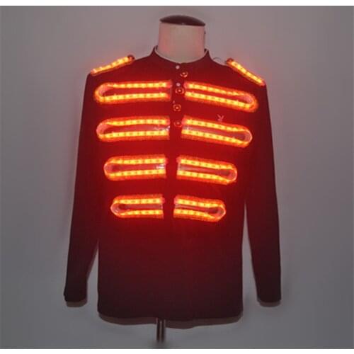 RE34 Summer dance wears dj Long-sleeved shirt party perform led costumes RGB light outfit luminous clothing bar dress singer led