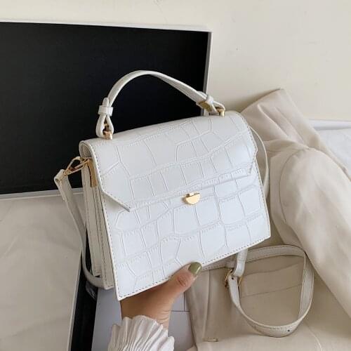 Stone Pattern Small PU Leather Crossbody Bags with Short Handles for Women 2020 Summer Simple Shoulder Handbags Travel