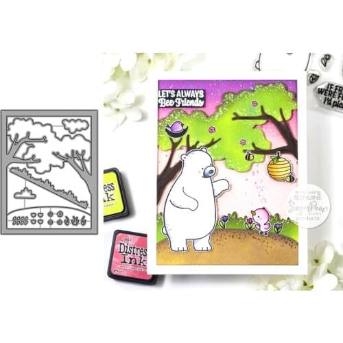 Trees Background Box Metal Cutting Dies for Scrapbooking Handmade Tools Mold Cut Stencil New DIY Card Make Mould Model Craft