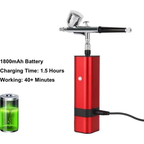 Mini Compressor Set Red Machine with Gravity Type Spray Gun for Art Model Body Paint Artist Makeup Nail Tattoos Cake Tools