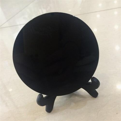 Natural black obsidian Disc Crystal gemstone reiki meditation chakra healing fengshui circular mirror Decoration as gift 100mm