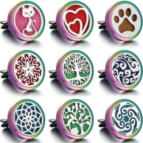 New Colorful Aromatherapy Necklace Diffuser for Car Aroma Essential Oil Diffuser Car Clip Open Perfume Lockets Pendants Necklace