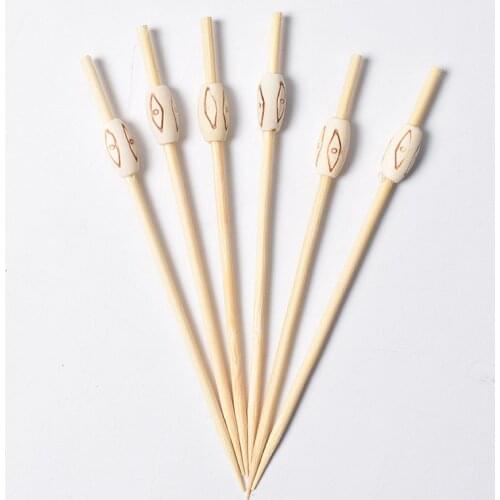 100 Pcs Disposable Bamboo Picks Fruit Sushi Fork Creative Totem Cocktail Handmade Toothpicks Picnic Party Supplies Decoration