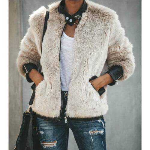Fashion Women Autumn Winter Fluffy Faux Fur Coat Ladies Jacket Winter Warm Overcoat