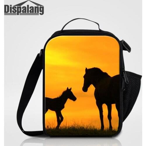 Crazy Horse Printing Portable Insulated Lunch Bags Thermo Cooler Bags Thermal Food Picnic Box Thicken Kids Baby Lunch Hand Bag