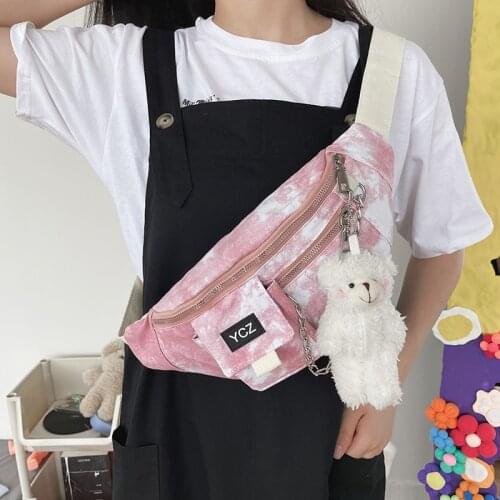 Ins Harajuku simple versatile casual tie dye girl student Canvas Messenger Bag Korean tooling shoulder bag