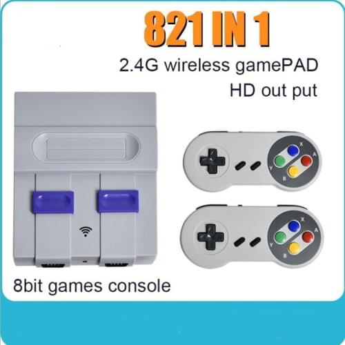Powkiddy New Retro Game Console 821 Built in Game Video Game Console with Double wireless Gamepads Home Game Console For Kids