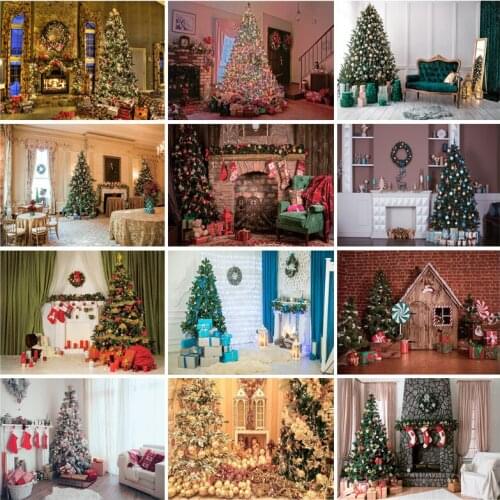Christmas Photography Backgrounds Fireplace Christmas Tree Gift Baby Newborn Portrait Photo Backdrop Photocall 210318XLT-01