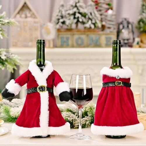 Christmas Wine Bottle Cover Clothing Shaped Storage Bag Ornament Decorative Tools Home Santa Claus Champagne Bottle Cover