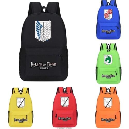 Attack on Titan Solid Color Backpack For Women Men Nylon Multi Pocket Travel Backpacks Large Capacity School Bag For Boys Girls