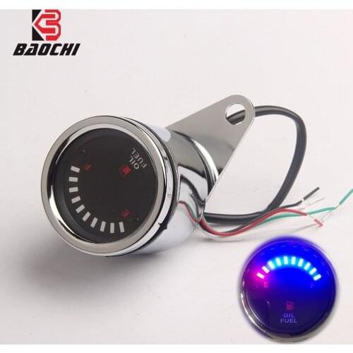 Universal Motorcycle Modified LED Fuel Oil Gauge Meter LED Backlight 12V Chrome Electronic Motorbike Instrument Moto Accessories