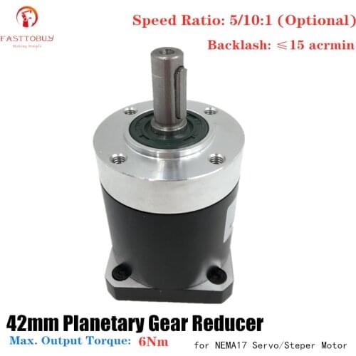 High Precision NEMA17 42mm Planetary Gearbox Reducer Ratio 5:1 / 10:1 Acrmin 15 for NEMA17 42mm Servo Motor 42XG New