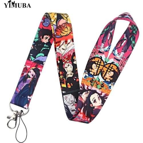 YIMUBA Demon Slayer Lanyards Keychain Cosplay Anime Kimetsu No Yaiba Mobile Phone Neck Straps Cartoon Hanging Rope Gift for Fans
