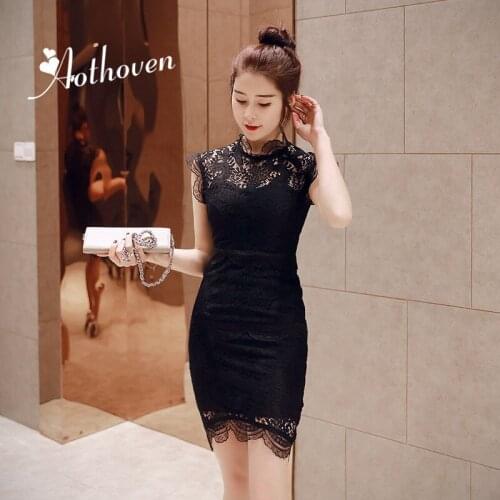 Summer Black Lace Dresses Stand Collar Sleeveless High-end Women Dress Office Lady Sexy Party Vintage Bandage Bodycon Mini Dress