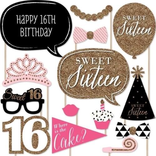 Gold Blue Silver Sweet 16 Topper Birthday Party Decoration For Girls Cake Topper Decoration ww23