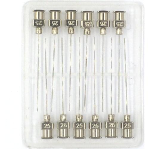 1.5 Inch Silver 25Ga Stainless Steel Dispensing Adhesive Glue Syringe Needle Tips Pack of 12