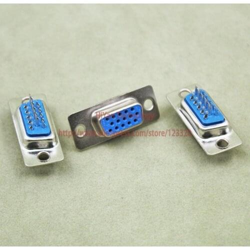 10pcs/lot) DB15 3Rows Parallel Port 15 Pin D Sub Female 15 Way Wire Solder Connector DB15 Socket Plug VGA Adapter