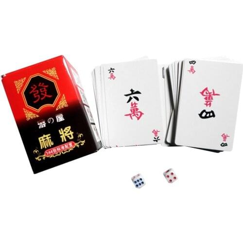 144 PCS Mahjong Puzzle Cards Set With 2 Acrylic Dices Board Game Family Party Travel Mahjong Poker Card Chinese Table Game