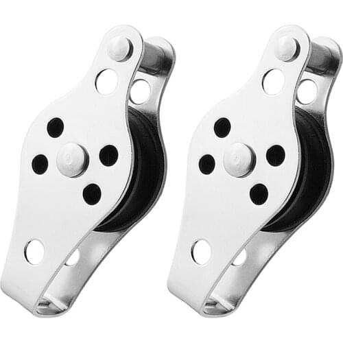 2Pcs Stainless Steel 316 Pulley Blocks Rope Runner Kayak Boat Accessories Canoe Anchor Trolley Kit for 2mm to 8mm Rope