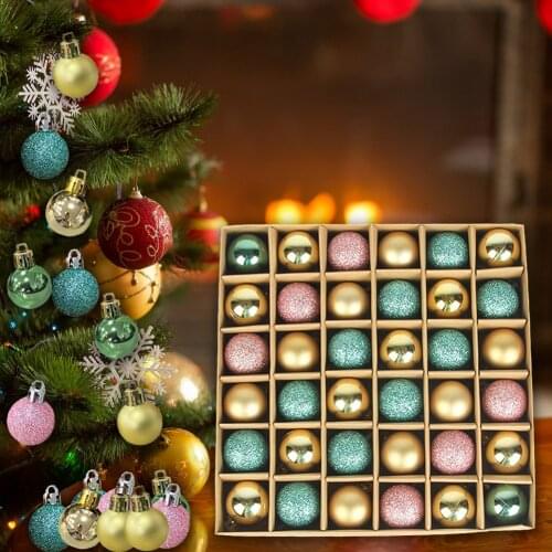 3cm/36pcs Christmas Ball Bright Colorful Wedding Party Home Garden Christmas Hanging Tree Decoration Ball DIY Pendant Supplies