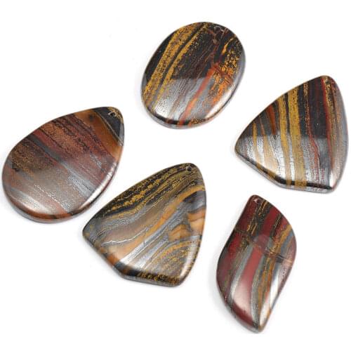 5pcs / Lot Iron Tiger Stones Pendant Reiki Healing Natural Stone Meditation Amulet DIY Jewelry Natural Stone Charms