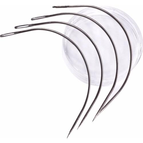 50Pcs 9CM C Shape Curved Needles Threader Sewing/Weaving Needles for Human Hair Extension Weft Weaving