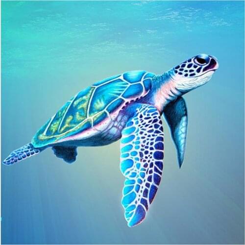 LZAIQIZG Diamond Painting Blue Sea Turtle Full Square/Round Diamond Embroidery Animal Pattern Cross Stitch Mosaic Home Decor