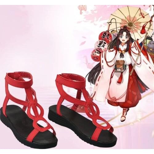 Anime Onmyoji SSR Yuan JieShen Kamisama Love No Awakening Cosplay Shoes Anime Halloween Carnival Cosplay Red Shoes Free Shipping