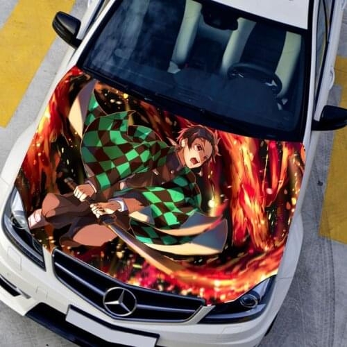 Car Styling Hood Rally Stickers Kamado Tanjirou Waterproof Anime Film Vehicle Sports Racing Vinyl Wrap Sticker On Car