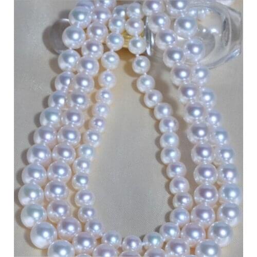 Free shipping classic AAA++10-11 mm freshwater white pearl necklace 20 inch 925silver
