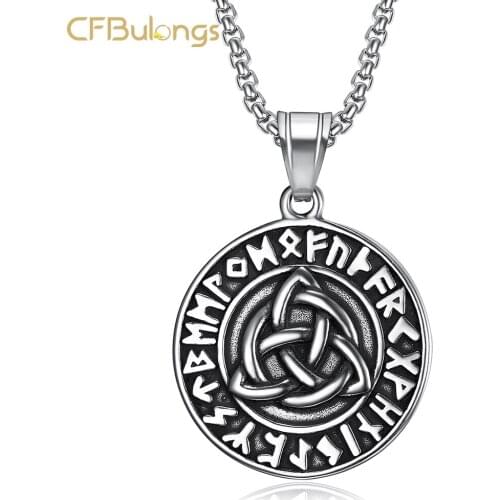 CFBulongs Cool Fashion Viking Mens Necklace Pendant 316L Stainless Steel Viking Amulet Pendant Party Gift