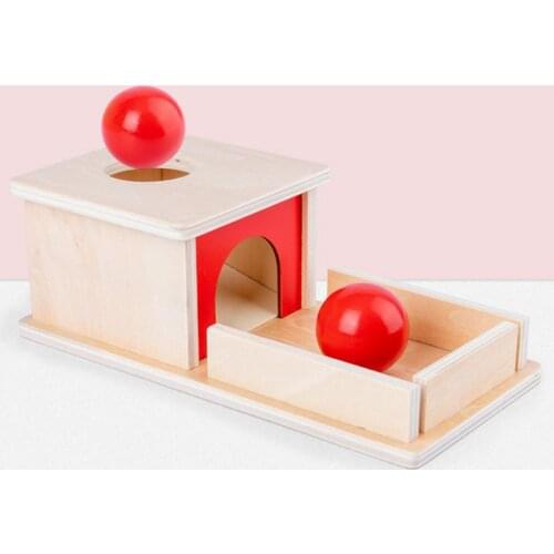 Montessori Wooden Permanence Object Target Box with Tray Ball Learning Early Educational Toys for Infant Toddlers