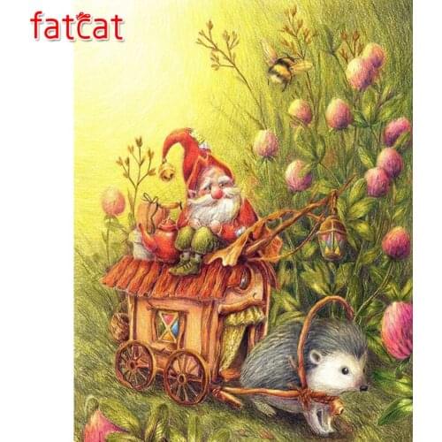 FATCAT 5d diy diamond painting kits Old man hedgehog full square round drill diamond embroidery sale wall decoration AE3071